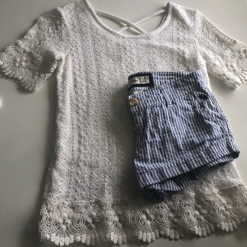 Kids Abercrombie and Fitch Shorts Lace Shirt 12 M